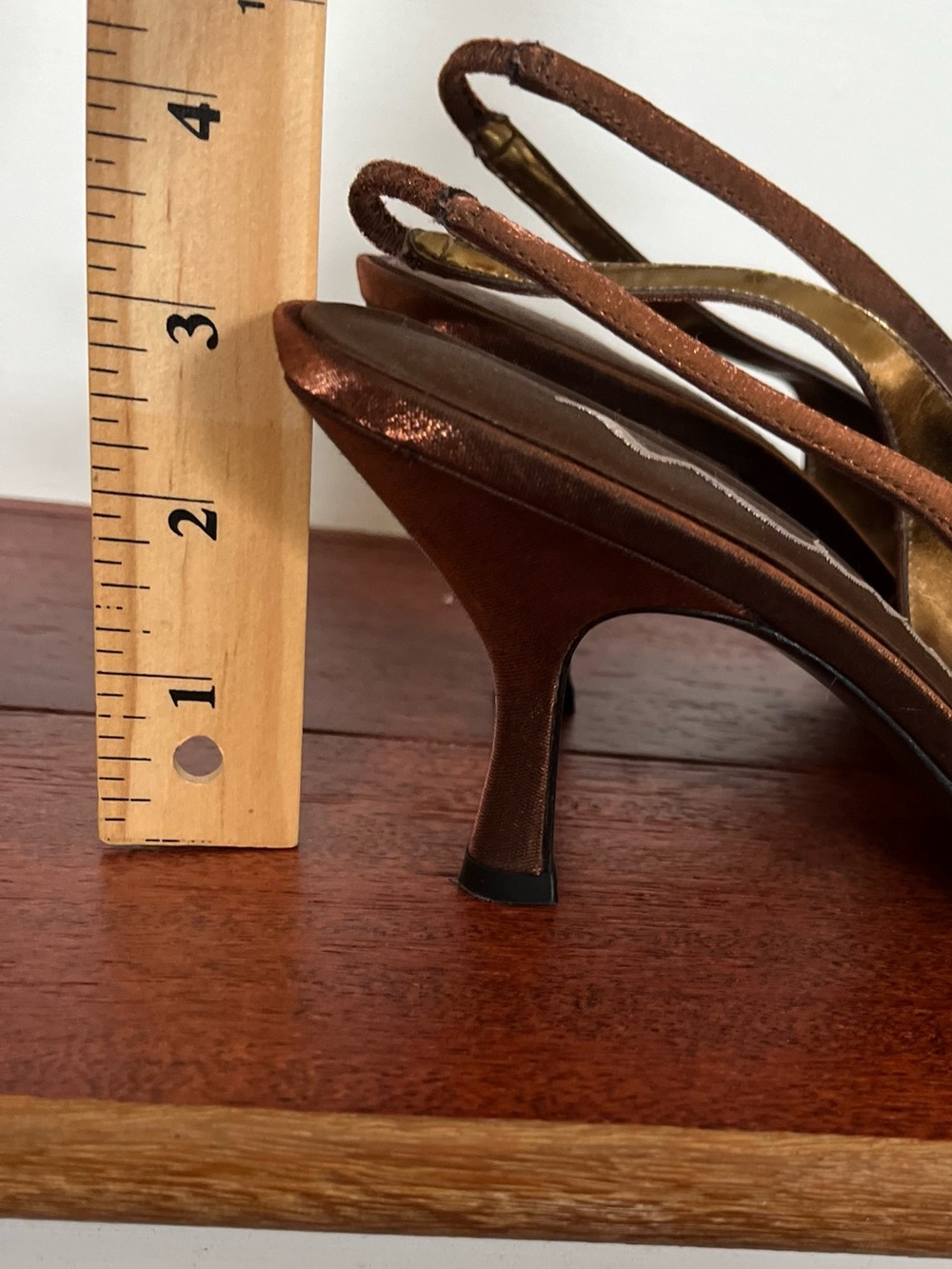 Nina Bronze Embellished Pointy Satin Slingback Heels NWT & Dustbag - Picture 10 of 11